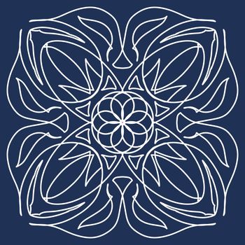 Decorative ornament on a blue background. Snowflake