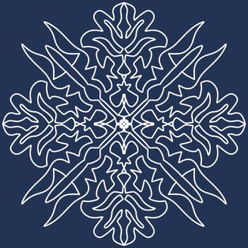 Decorative ornament on a blue background. Snowflake