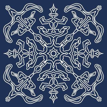 Decorative ornament on a blue background. Snowflake