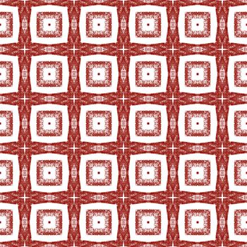 Exotic seamless pattern. Wine red symmetrical kaleidoscope background. Textile ready precious print, swimwear fabric, wallpaper, wrapping. Summer swimwear exotic seamless design.