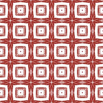 Exotic seamless pattern. Wine red symmetrical kaleidoscope background. Textile ready precious print, swimwear fabric, wallpaper, wrapping. Summer swimwear exotic seamless design.