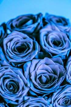 Blooming rose, flower blossom and Valentines Day gift concept - Glamour luxury bouquet of blue roses, flowers in bloom as floral holiday background