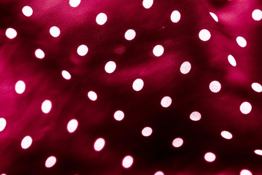 Fashion design, interior decor and vintage material concept - Classic polka dot textile background texture, white dots on red luxury fabric design pattern