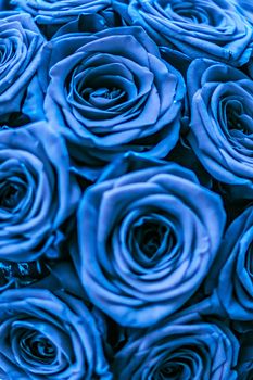 Blooming rose, flower blossom and Valentines Day gift concept - Glamour luxury bouquet of blue roses, flowers in bloom as floral holiday background