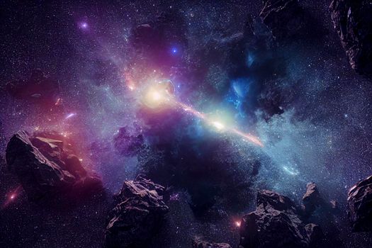 Endless universe with stars and galaxies in outer space. Cosmos art. CGI