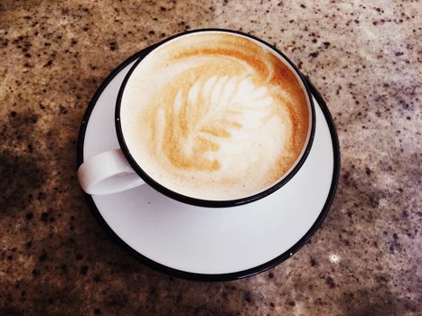 Brunch in Paris, drinks menu and vintage recipe concept - Cappuccino for breakfast in cafeteria, coffee cup on table in parisian cafe