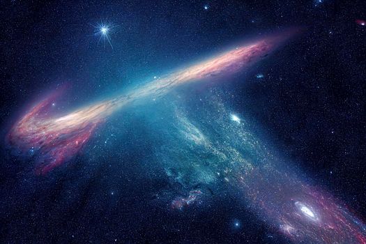 Endless universe with stars and galaxies in outer space. Cosmos art. CGI