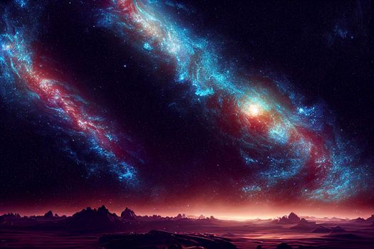 Endless universe with stars and galaxies in outer space. Cosmos art. CGI