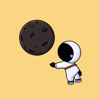 Astronaut cartoon illustration. cute astronaut animated.