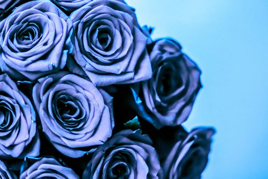 Blooming rose, flower blossom and Valentines Day gift concept - Glamour luxury bouquet of blue roses, flowers in bloom as floral holiday background