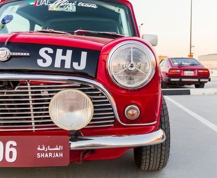 Dubai, UAE - 02.04.2022 - Vintage classic car on display during motor show.