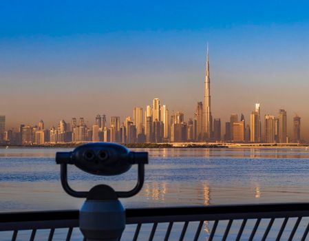Dubai, UAE - 02.11.2022 - View of Dubai skyline, shot made from Dubai creek harbor