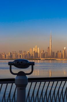 Dubai, UAE - 02.11.2022 - View of Dubai skyline, shot made from Dubai creek harbor