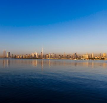Dubai, UAE - 02.11.2022 - View of Dubai skyline, shot made from Dubai creek harbor