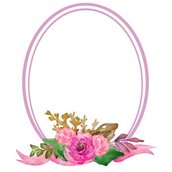 watercolor flower frame oval. watercolor wreath made in . Decoration for greeting cards, wedding invitations