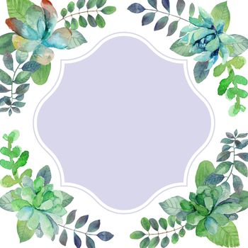 watercolor flower frame. Natural Watercolor Greeting Card with Blooming Flowers Isolated Illustration Botanical Flower on White
