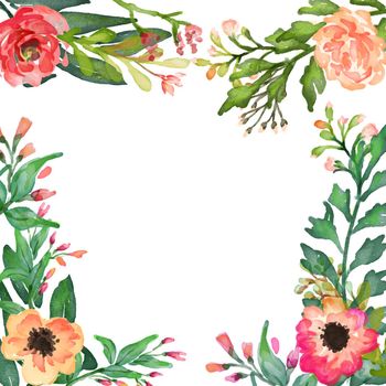 watercolor flower frame backgrounds. Invitation Template with Watercolor Wreath
