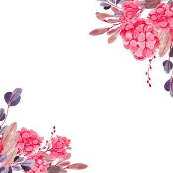 watercolor flower backgrounds . Luxury minimalist style wallpaper with pink flowers and botanical leaves, organic shapes