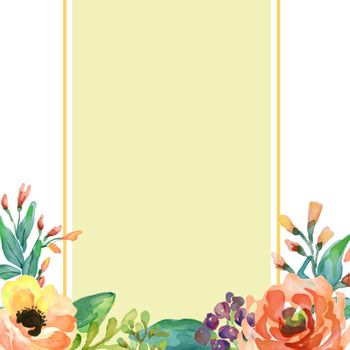 watercolor flower frame. watercolor wreath made in . Unique decoration for greeting card, wedding invitation, save the date. Isolated floral design.