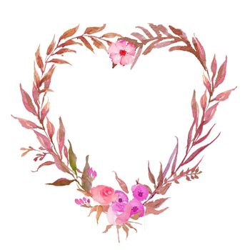 watercolor flower frame love shapes. Flower Wedding Invitation Elegant invitation card design. flower with watercolor flower concept