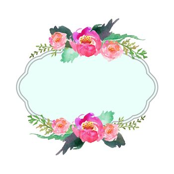 watercolor flower frame. Dried leaves for greeting cards. Elements isolated on a white background