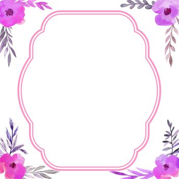 watercolor flower frame. Elegant wedding invitation card template with watercolor and floral decoration