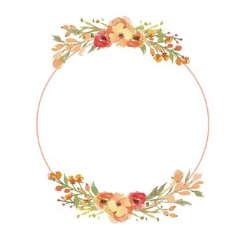 watercolor flower frame circle. Greeting cards with watercolors, can be used as invitation cards for weddings, birthdays and other holidays. illustration.