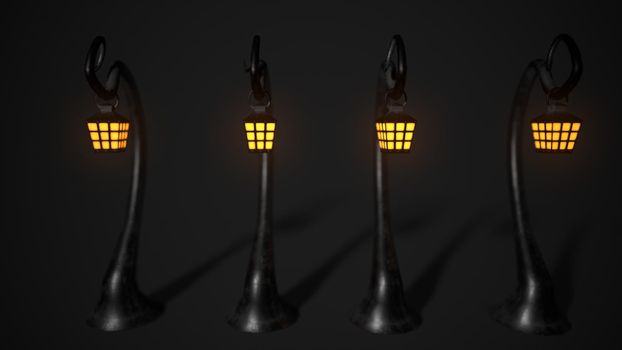 Antique lamp isolated on the background of halloween 3d-rendering