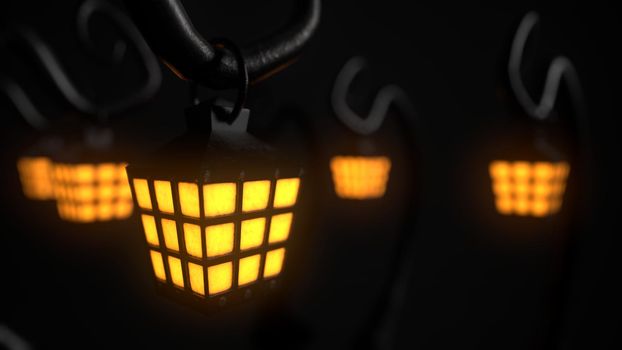 Antique lamp isolated on the background of halloween 3d-rendering