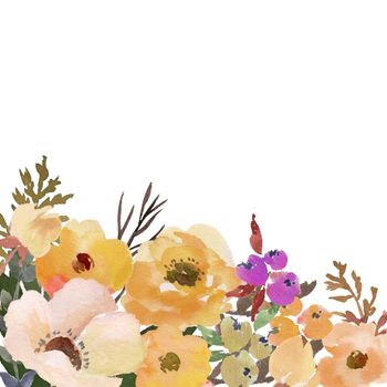 watercolor flower frame backgrounds. Isolated Illustration Botanical Flower on White background