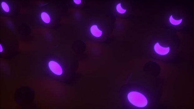 Circle geometry with neon. Computer generated 3d render