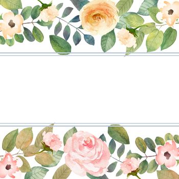 watercolor flower frame backgrounds. Geometric botanical design frame. All elements isolated, illustration on a white background