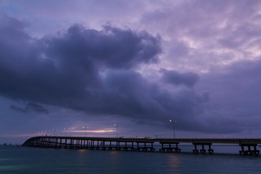 Sunrise over Queen Isabella Causeway Bridge, TX.