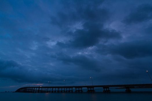 Sunrise over Queen Isabella Causeway Bridge, TX.