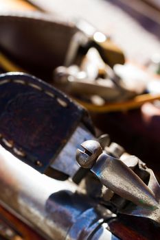 Antique muzzleloaders on display.