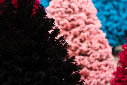 Flocked Christmas Tree with multi colors.