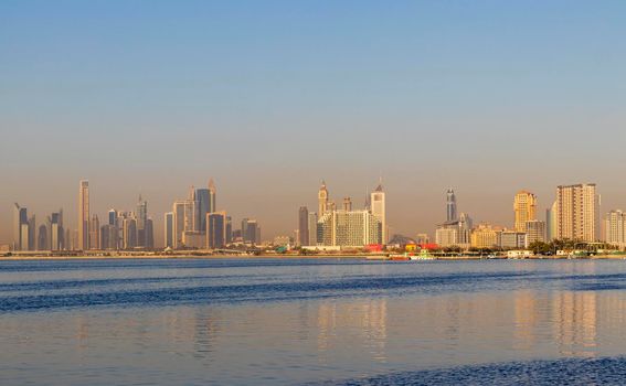 Dubai, UAE - 02.11.2022 - View of Dubai skyline, shot made from Dubai creek harbor