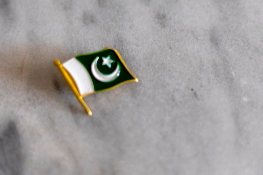 Pakistan Independence 14 August flag badge closeup view