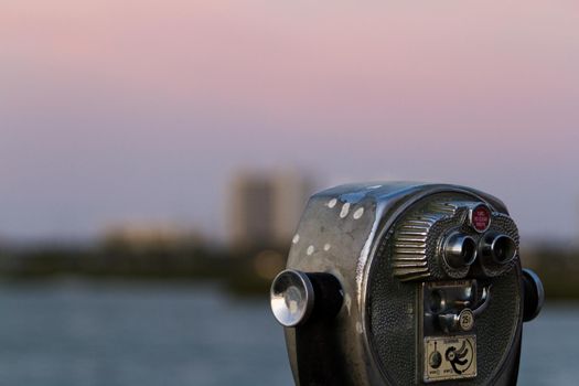 A coin operated view finder in tourist location.