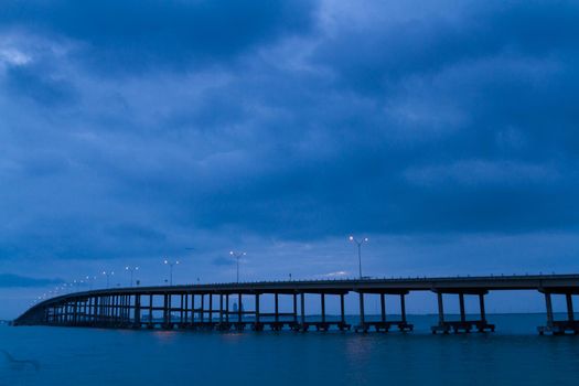 Sunrise over Queen Isabella Causeway Bridge, TX.