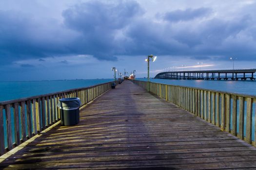 Sunrise over Queen Isabella Causeway Bridge, TX.