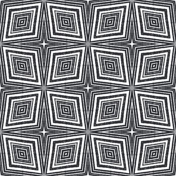 Ethnic hand painted pattern. Black symmetrical kaleidoscope background. Textile ready tempting print, swimwear fabric, wallpaper, wrapping. Summer dress ethnic hand painted tile.