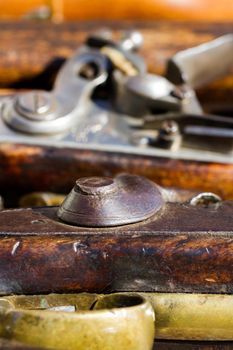 Antique muzzleloaders on display.