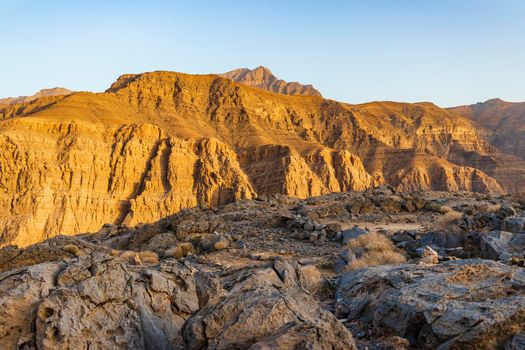 Landscape shot of the mountains in bright day