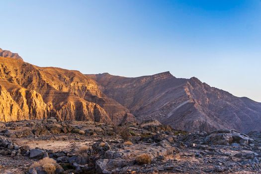 Landscape shot of the mountains in bright day