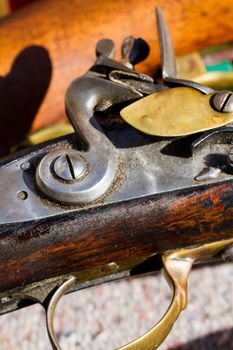 Antique muzzleloaders on display.