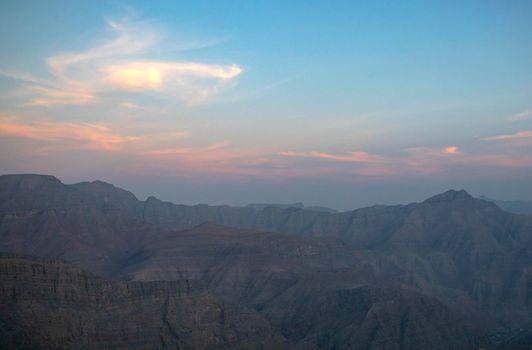 View from Jebael Jais mountain of Ras Al Khaimah emirate. United Arab Emirates, Outdoors