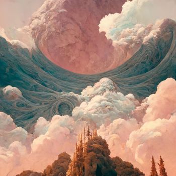 A storm is rising over the peaceful mountain the forest