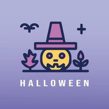 Cute vector Halloween iconized illustration Isolated background. Vector Design elements for a holiday.