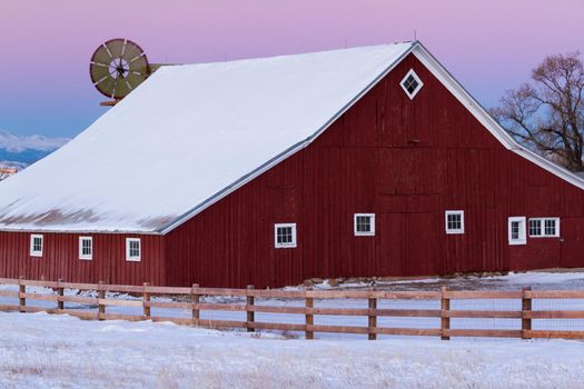 Old Red Barn at the 17mile House Farm Park, Colorado.
